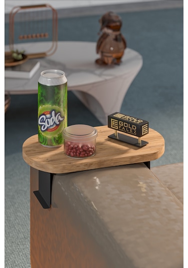 İkili Yan Sehpa Ayarlanabilir Tepsi Oval Dekoratif Atlantik Çam