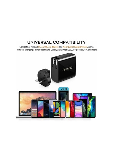 Yunboo 48w 4 Port Çoklu Şarj Aleti - 30w Pd Usb-c Ve Quick Charge 3.0 - 100-240v - Abd+ab+eu+av Dönüştürücü - Beyaz