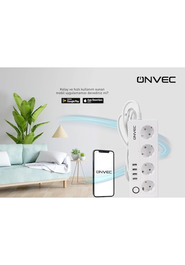 Onvec 2gen Tuya Wi-fi Destekli 4lü Akım Korumalı Usbli Smart Grup Priz-uygulama Üzerinden Kontrol