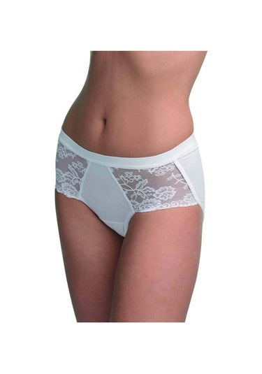 Blackspade 1311 Kadın %95 Pamuk Yüksek Bel Dantelli Külot Beyaz