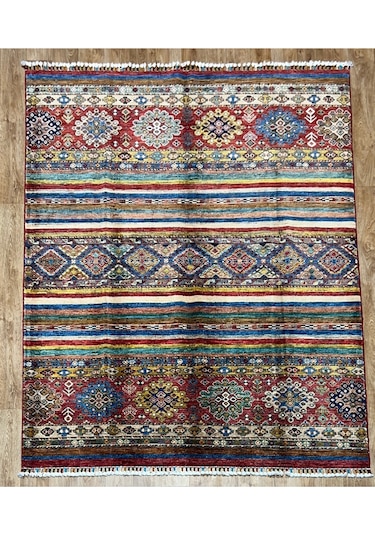 El Dokuma Afgan Halısı Çok Renkli