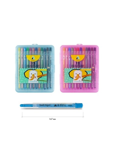 Adel Mum Boya Çevir Aç Mum Boya 12 Renk Twist Wax Crayon