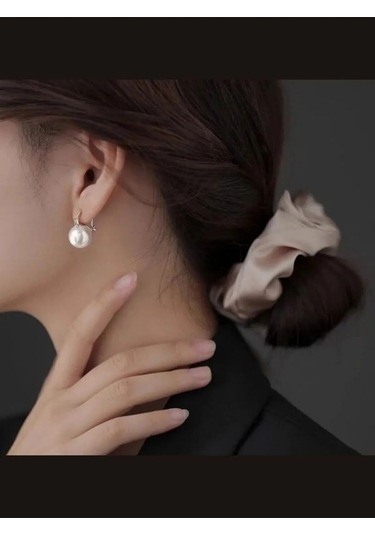 925 Ayar Gümüş 14 Mm İnci Küpe Gümüş