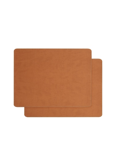 2 Adet Taba Deri Sofra Sunum Tabak Altlığı Supla Amerikan Servisi 40 x 30 CM