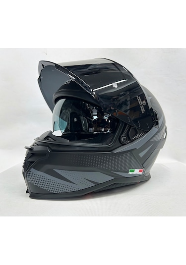 Sway Sw 867 Asphalt Black Grey Siyah Vizörlü Iç Vizörlü Kapalı Kask