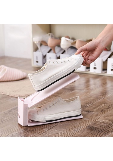 Kosona Ev İçi Plastik Ayaklık Organizörü, Uzun Ömürlü, Yer Tasarruflu, Yüksek Dayanıklı, Kaymazsız, Ayarlanabilir Yükseklikli Çift Ayaklık Tutucu Gri