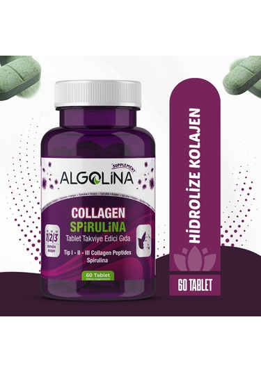 Algolina Collagen + Spirulina Tablet Takviye Edici Gıda 1260 Mg 60 Tablet