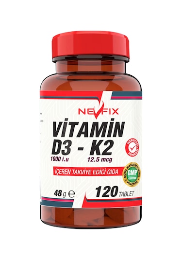 Nevfix Vitamin D3 K2 120 Tablet D3 1000 Iu K2 12.5 Mcg