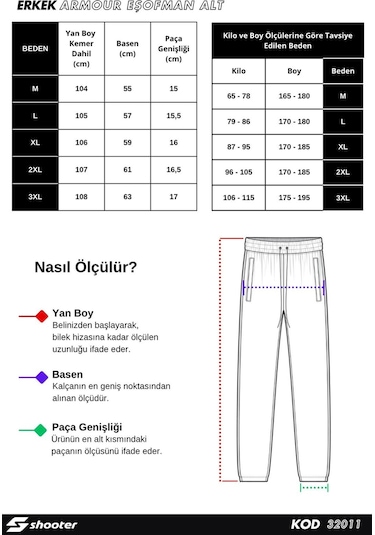 Shooter Ribey Premium Kışlık Erkek Eşofman Alt Regular Kalıp Paça Lastikli Siyah