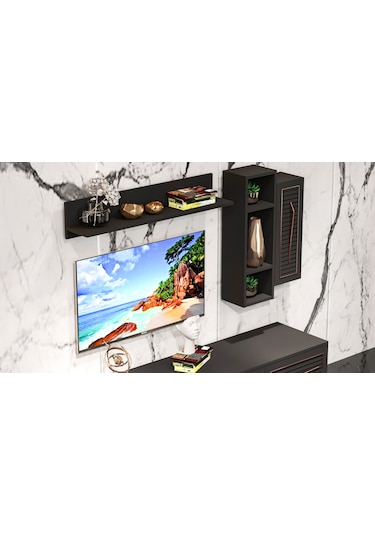 Tocco-platin Modern Kitaplıklı Tv Ünitesi
