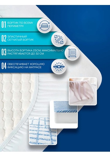 Torgovyj Dom 200x200 Su Geçirmez Lastikli Yatak Koruyucu 338382056