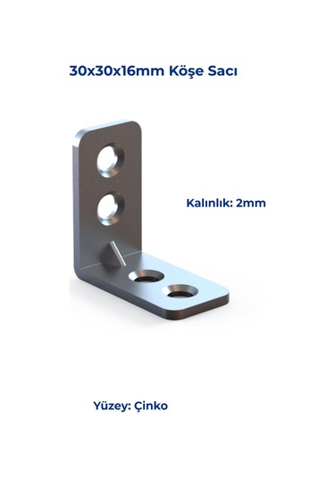 Mesan Köşe Sacı 2mm 16x30x30mm Çinko