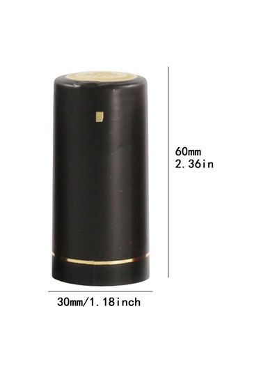 Suntek 100x Şarap Şişesi Isı Büzüşmeli Kapaklar 30mm Conta Siyah