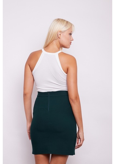 Yüksek Bel Anvelop Kruvaze Pamuklu Likralı Kumaş Kalem Ofis Etek