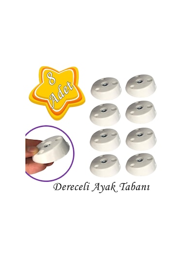 8 Adet Dereceli Ayak Tabanı Beyaz Mobilya Masa Sehpa Ayağı Bağlantı Aparatı Açılı Plastik