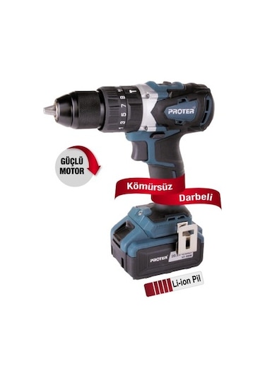 PROTER PST 740 BL 20 V 4 AMP DARBELİ MATKAP KOMURSUZ ŞARJLI