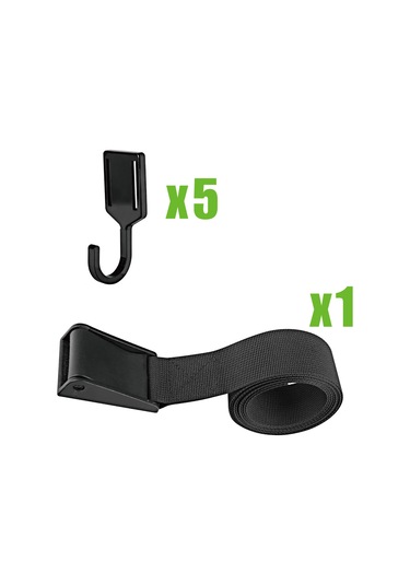 Springsun Kampanya Ağaç Kancası - Dış Mekan Kullanıma Uygun 5 Adet Kanca + 1 Askı Bandı - Siyah Dayanıklı Dikişli Dış Mekan Aletleri Siyah