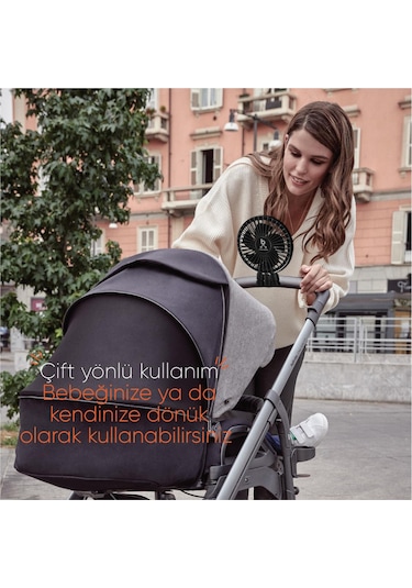Gezenbebe Çok Fonksiyonlu Bebek Arabası Fanı Siyah