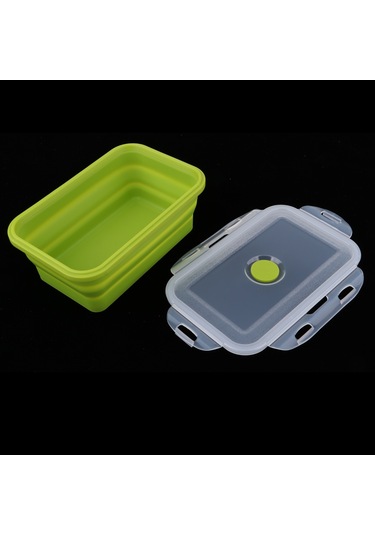Homyl Katlanır Silikon Öğle Yemeği Kutusu Kase Bento 540ml-yeşil 540ml Yeşil Çok Renkli