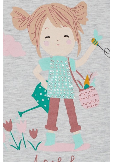 Breeze Kız Çocuk Kapri Taytlı Takım Çifti Kız Baskılı 1-4 Yaş, Açık Gri Melanj-açık Gri Melanj Açık Gri Melanj