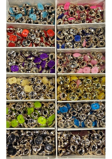 Bebek Düğmesi / Metalize Plastik Düğme / 1,2 Cm / 10 Adet /02728 / - Siyah