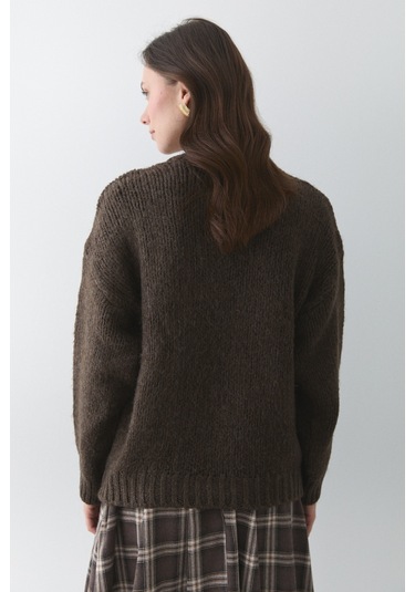 Vanilya Uzun Kollu Relax Kazak - 251091 Kahverengi