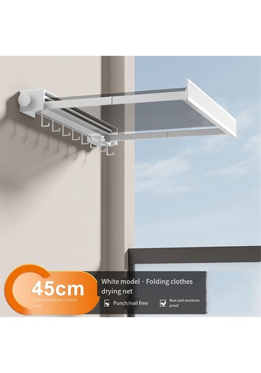 Xiaaokeji Geri Çekilebilir Görünmez Katlanır Çamaşır Kurutma Rafı,delmesiz,beyaz Beyaz