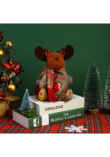 Noel Arifesi Elma Hediye Çantası Paketleme-oturan Kardan Adam