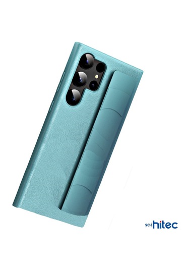 Schitec Samsung Galaxy S24 Ultra Uyumlu Premium Case Parmak Askılı Telefon Kılıfı Açık Mavi