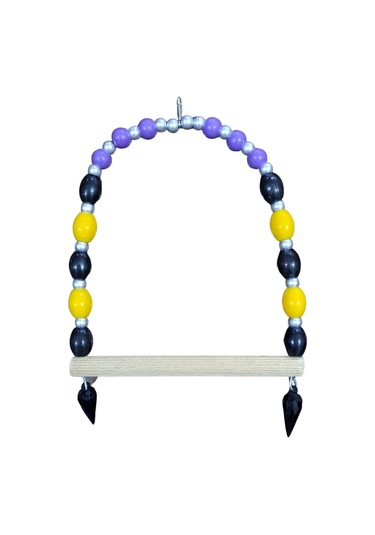 Boncuklu Kafes Kuşu Salıncağı Büyük Boy 17x15 Cm