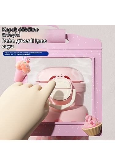 Ulzyvf Wd Üç-drink Termos Siyah Sevimli Çocuk Bardağı Taşınabilir Fan Jian Bardağı - Zf Siyah