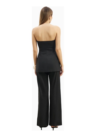 Because Of Alice Strapless Linen A - Line Bodice Kadın Üst Siyah