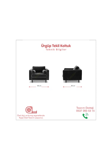 Ürgüp Tekli Koltuk Berjer 90 Cm Genişlik 90 Cm Derinlik Lacivert