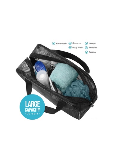 Yaozixa Büyük Boy Siyah Taşınabilir Duş Ve Spor Gereçleri Çantası - Kişisel Bakım, Yurt Odası, Spor Salonu İçin Düzenleyici Çanta Siyah