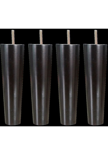 Suntek Magideal 4 Adet Koni Şekli Okaliptüs Masif Ahşap Mobilya 20 CM Siyah