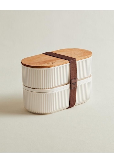 Madame Coco Magou Ahşap Kapaklı Saklama Kabı 1000 ML 2'li