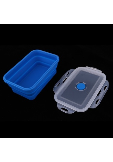 Trendooze Silikon Bento Kase 540ml, Katlanır Mavi Renkli Öğle Yemeği Kutusu Çok Renkli