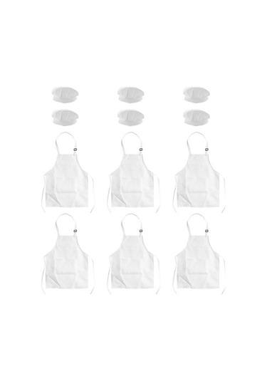 Ulzyvf Yaş Ve Seti Şef Şapkası Parça Önlük İçin Çocuklar Cepli Beyaz Beyaz Arası 2-6 12 Tw Beyaz