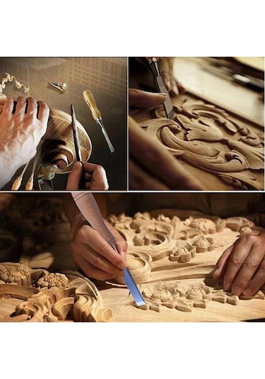 moonsh12 Parça Profesyonel Iskarpela Ahşap Saplı Oyma Seti Özel Ç