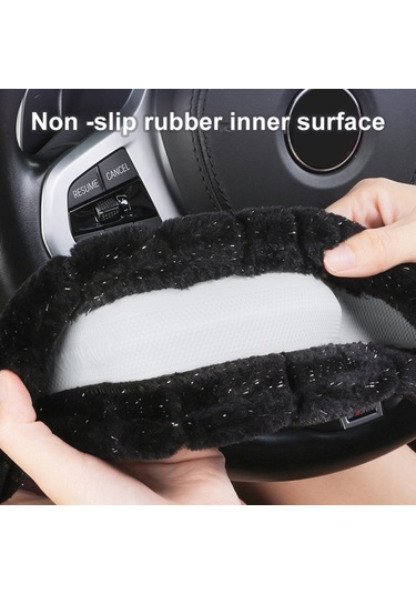 Cbtx 38cm D-şekilli Kabarık Direksiyon Kapağı Kısa Peluş Kaymaz Direksiyon Koruyucu - Gri