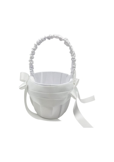 Xiyyadms Beyaz Saten Çiçek Sepeti - Evlilik Çiçekçisi İçin Saçma Sepeti Pmhl-053 22x13.5cm