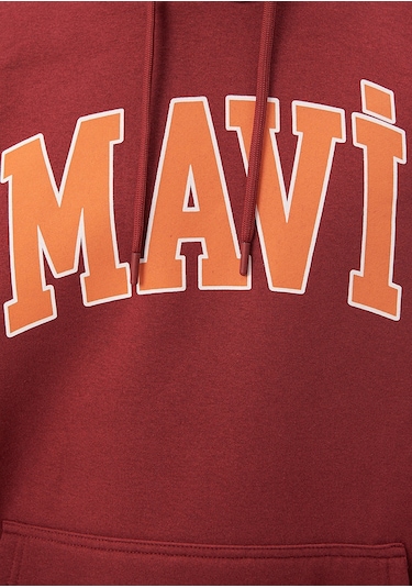 Mavi - Mavi Logo Baskılı Bordo Kapüşonlu Sweatshirt 067149-85493 Bordo