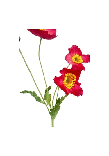 Yapay Çiçek Gelincik Çiçeği Pembe Koyu Renk 3 Çiçek 1 Tomurcuk 59cm