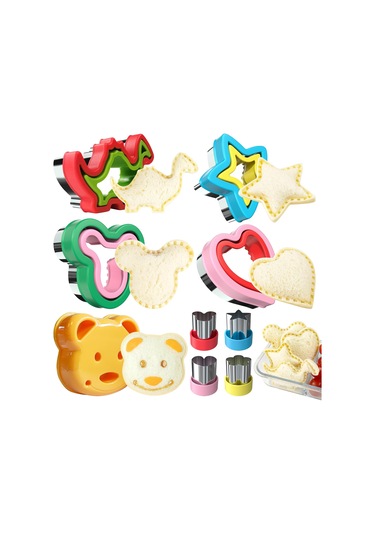 Youtek Çocuk Sandviç Kesici Ve Kapama Aleti Seti 5 Büyük + 4 Küçük Kalıp Çok Renkli