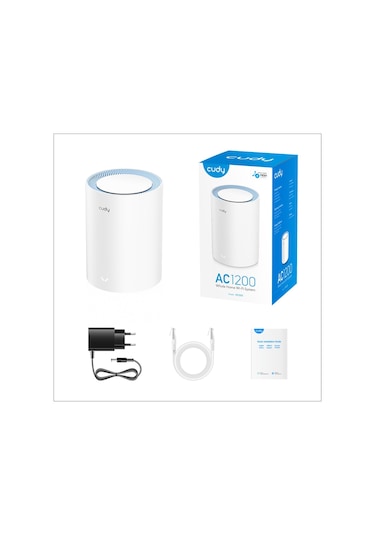 Cudy M1200 5GHz 867Mbps, 2.4GHz 300Mbps, 1 Port, 2XdBi anten, Wi-Fi Mesh Menzil Genişletici Router