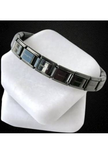 Çelik Bileklik İtalyan Charm Model Unisex Erkek Kadın 3 Mm 18 Cm Siyah Black Siyah