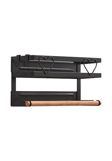 Suntek Çamaşır Odası Havlu Manyetik Baharat Raf Paslanmaz Buzdolabı Organizatör Raf Siyah