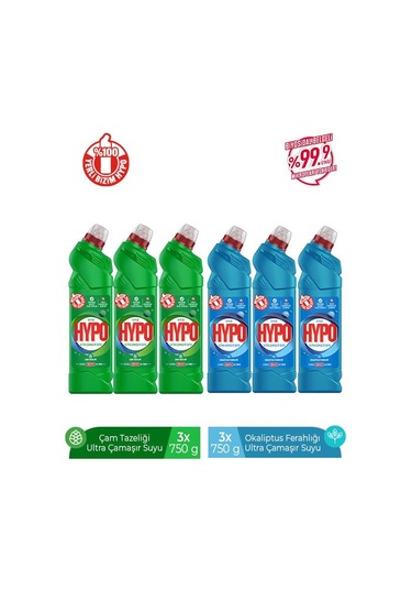 Hyper Hypo Ultra Çamaşır Suyu Çam + Okaliptus 6 x 750 G