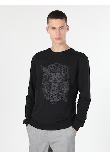 Colin's Colins Regular Fit Baskılı Siyah Erkek Sweatshirt 001