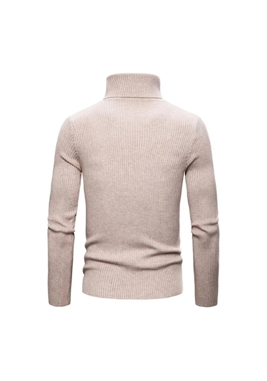 Sonbahar Kış Balıkçı Yaka Kazak Erkekler Sıcak Örme Düz Renk Kazaklar Erkek Slim Fit Rahat Balıkçı Yaka Triko Erkek Kazak Beyaz